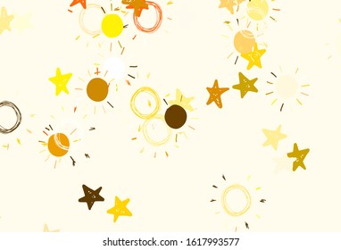 Light Orange vector backdrop with bright stars, suns. Blurred decorative design in simple style with stars, suns. Smart design for your business advert.