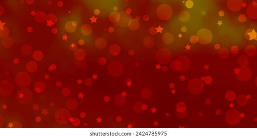 Light Orange vector backdrop with circles, stars. Abstract illustration with colorful spots, stars. Design for wallpaper, fabric makers.