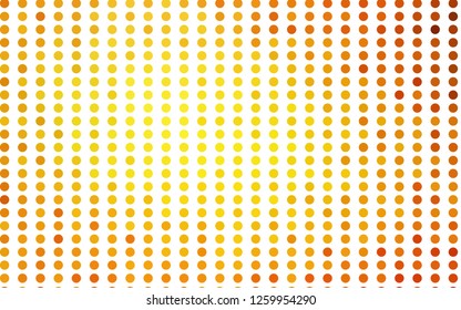 Light Orange vector backdrop with dots. Beautiful colored illustration with blurred circles in nature style. Design for business adverts.