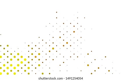 Light Orange vector backdrop with dots. Blurred bubbles on abstract background with colorful gradient. Pattern for ads, booklets.