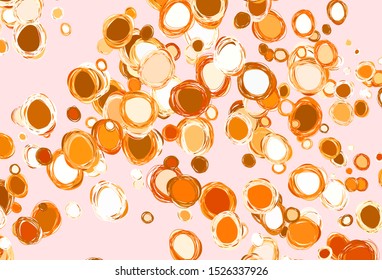 Light Orange vector backdrop with dots. Blurred decorative design in abstract style with bubbles. Pattern for futuristic ad, booklets.