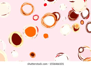 Light Orange vector backdrop with dots. Glitter abstract illustration with blurred drops of rain. Pattern for ads, leaflets.