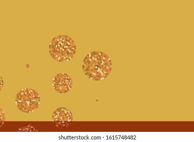 Light Orange vector backdrop with dots. Blurred bubbles on abstract background with colorful gradient. Design for your business advert.