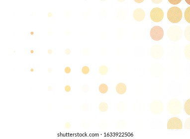 Light Orange vector backdrop with dots. Glitter abstract illustration with blurred drops of rain. Pattern for futuristic ad, booklets.