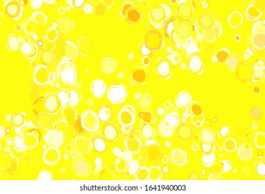 Light Orange vector backdrop with dots. Modern abstract illustration with colorful water drops. Design for poster, banner of websites.