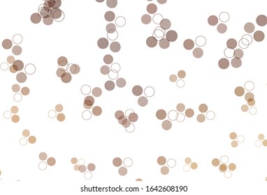 Light Orange vector backdrop with dots. Blurred bubbles on abstract background with colorful gradient. Pattern for futuristic ad, booklets.