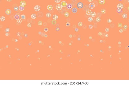 Light Orange vector backdrop with dots. Illustration with set of shining colorful abstract circles. Pattern for ads, leaflets.