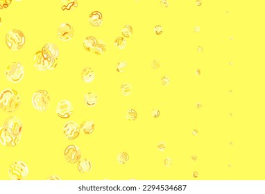 Light Orange vector backdrop with dots. Modern abstract illustration with colorful water drops. Pattern for futuristic ad, booklets.