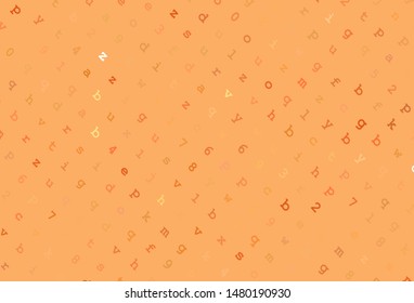 Light Orange vector backdrop with english symbols. Shining illustration with ABC symbols on abstract template. Pattern for booklets, leaflets of education.