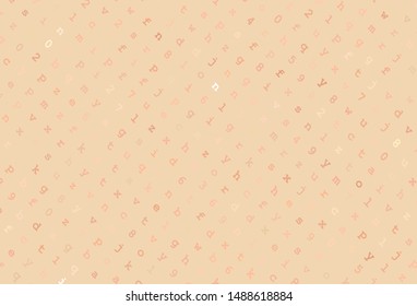 Light Orange vector backdrop with english symbols. Modern geometrical illustration with ABC english symbols. Template for lettering, typography.