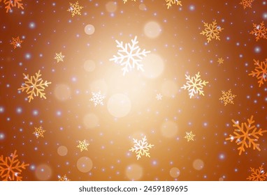Light Orange vector backdrop in holiday style. Colorful illustration with Christmas simbols and signs. Smart design for promotion of university.