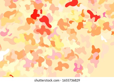 Light Orange vector backdrop with memphis shapes. Colorful chaotic forms with gradient in modern style. Background for a cell phone.
