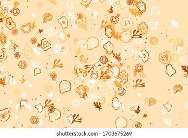 Light Orange vector backdrop with memphis shapes. Decorative design in abstract style with random forms. Modern design for your business card.