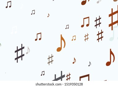 Light Orange vector backdrop with music notes. Decorative design in abstract style with music shapes. Template for fasion magazines.