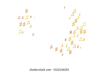 Light Orange vector backdrop with music notes. Decorative design in abstract style with music shapes. Modern design for wallpapers.