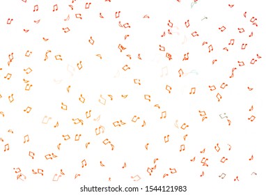 Light Orange vector backdrop with music notes. Modern abstract illustration with melody keys. Pattern for school ad, booklets.