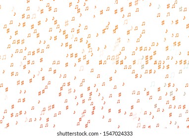 Light Orange vector backdrop with music notes. Isolated colorful music keys on abstract background. Pattern for school ad, booklets.