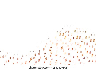 Light Orange vector backdrop with music notes. Decorative design in abstract style with music shapes. Pattern for websites of musitians.