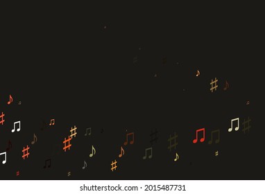 Light Orange vector backdrop with music notes. Decorative design in abstract style with music shapes. Pattern for school ad, booklets.