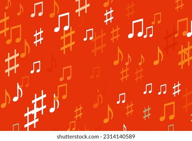 Light Orange vector backdrop with music notes. Decorative design in abstract style with music shapes. Pattern for festival leaflets.