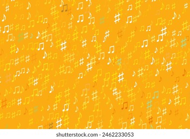 Light Orange vector backdrop with music notes. Shining illustration of colorful gradient music notes. Modern design for wallpapers.