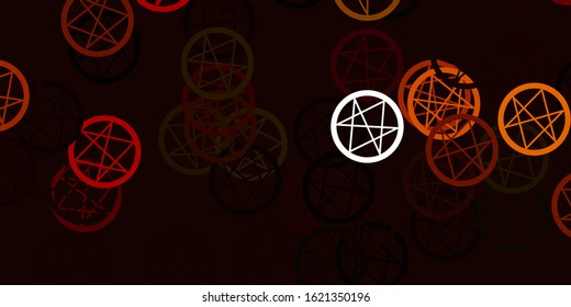 Light Orange vector backdrop with mystery symbols. Colorful mystic symbols with a gradient in ancient style. Simple design for occult depiction.
