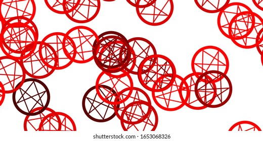 Light Orange vector backdrop with mystery symbols. Abstract illustration with gothic gradient shapes. Background for esoteric, mystic designs.