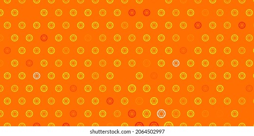 Light Orange vector backdrop with mystery symbols. Retro design in abstract style with witchcraft forms. Background for esoteric, mystic designs.