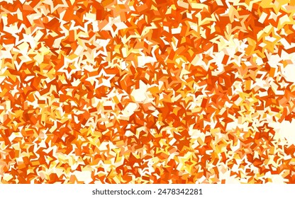 Light Orange vector backdrop with small and big stars. Decorative shining illustration with stars on abstract template. Template for cosmic backgrounds.