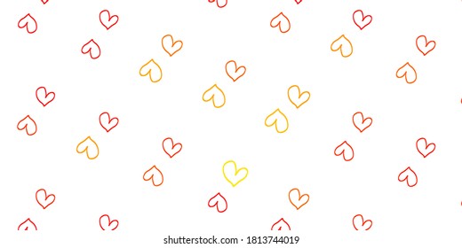 Light Orange vector backdrop with sweet hearts. Glitter abstract illustration with colorful hearts in romantic style. Design for your business advert of anniversary.