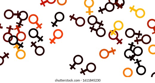 Light Orange vector backdrop with woman's power symbols. Colorful feminism symbols with a gradient in modern style. Elegant design for wallpapers.