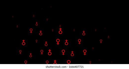 Light Orange vector backdrop with woman's power symbols. Illustration with signs of women's strength and power. Simple design for your web site.