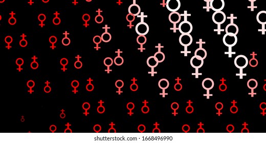 Light Orange vector backdrop with woman's power symbols. Colorful illustration with gradient feminism shapes. Design for International Women’s Day.