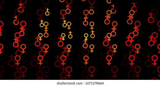 Light Orange vector backdrop with woman's power symbols. Abstract illustration with a depiction of women's power. Simple design for your web site.