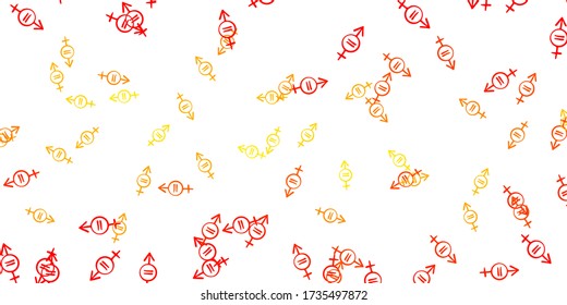 Light Orange vector backdrop with woman's power symbols. Illustration with signs of women's strength and power. Design for International Women’s Day.