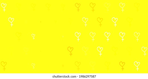 Light Orange vector backdrop with women power symbols. Illustration with signs of women strength and power. Best design to show the power of women.
