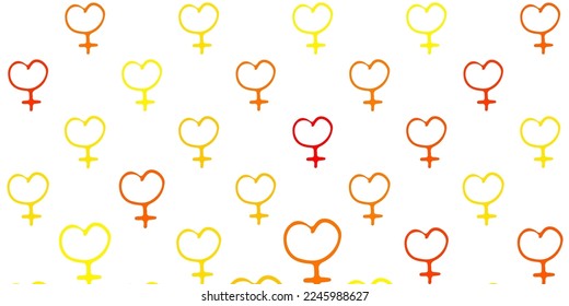 Light Orange vector backdrop with women power symbols. Simple design in abstract style with women rights activism. Design for International Women Day.