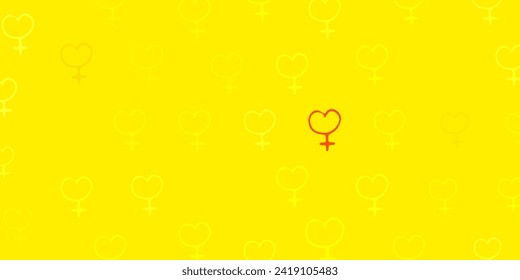 Fondo vectorial naranja claro con símbolos de potencia femenina. Ilustración abstracta con una representación del poder femenino. Diseño para el Día Internacional de la Mujer.