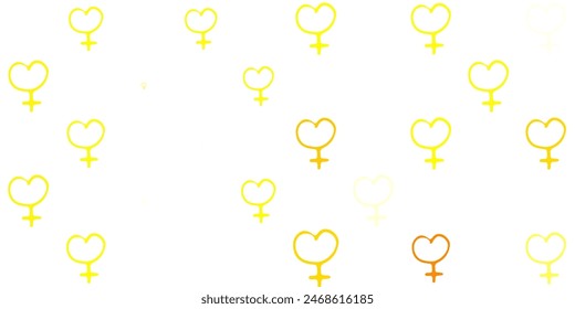 Light Orange vector backdrop with women power symbols. Colorful illustration with gradient feminism shapes. Design for International Women Day.