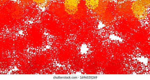 Light Orange vector backdrop with xmas snowflakes. Simple abstract illustration with ice, snow, snowflakes. New year websites pattern.