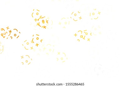 Light Orange vector background with arithmetic signs. Shining colorful illustration with isolated Digit signs. Pattern for school, grammar websites.