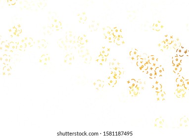 Light Orange vector background with arithmetic signs. Shining colorful illustration with isolated Digit signs. Pattern for posters, banners of math books.