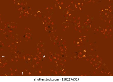 Light Orange vector background with arithmetic signs. Modern geometrical illustration with numerals. Pattern for ad, booklets, leaflets of education.
