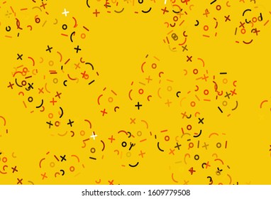 Light Orange vector background with arithmetic signs. Blurred design in simple style with collection of numerals. Pattern for school, grammar websites.