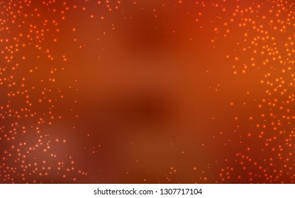 Light Orange vector background with astronomical stars. Glitter abstract illustration with colorful cosmic stars. Pattern for futuristic ad, booklets.