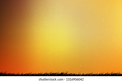 Light Orange vector background with astronomical stars. Glitter abstract illustration with colorful cosmic stars. Template for cosmic backgrounds.