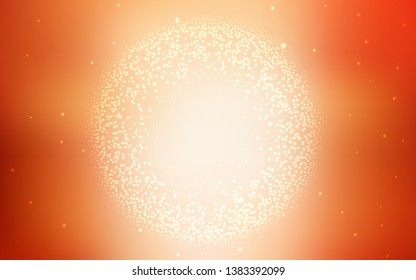 Light Orange vector background with astronomical stars. Shining colored illustration with bright astronomical stars. Best design for your ad, poster, banner.