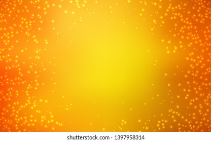 Light Orange vector background with astronomical stars. Shining colored illustration with bright astronomical stars. Best design for your ad, poster, banner.