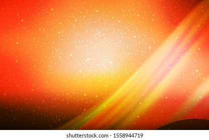 Light Orange vector background with astronomical stars. Shining illustration with sky stars on abstract template. Pattern for futuristic ad, booklets.
