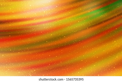 Light Orange vector background with astronomical stars. Space stars on blurred abstract background with gradient. Template for cosmic backgrounds.